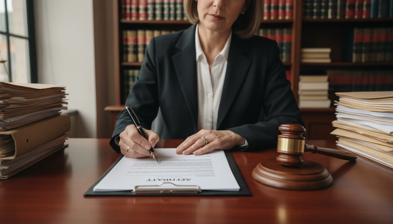 Professional signing legal affidavit document