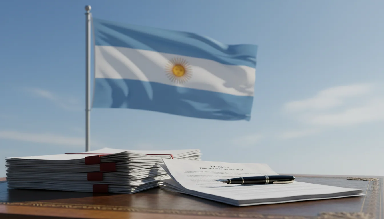 Argentine flag with legal documents
