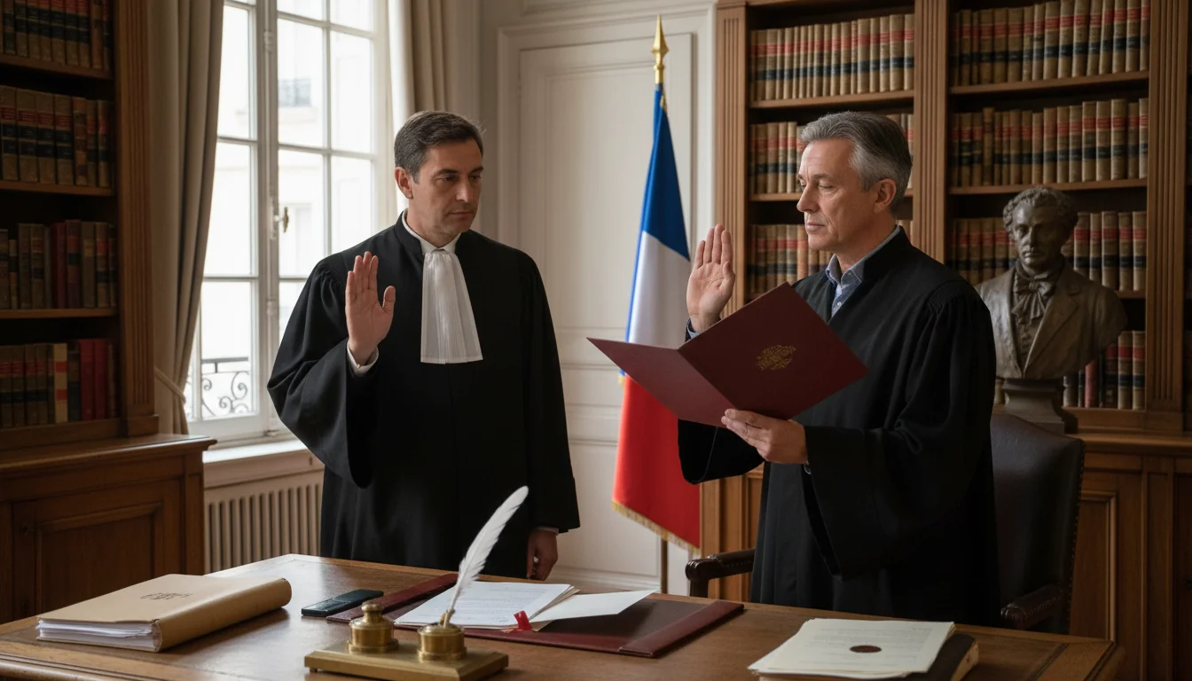 French notary swearing in adult witness