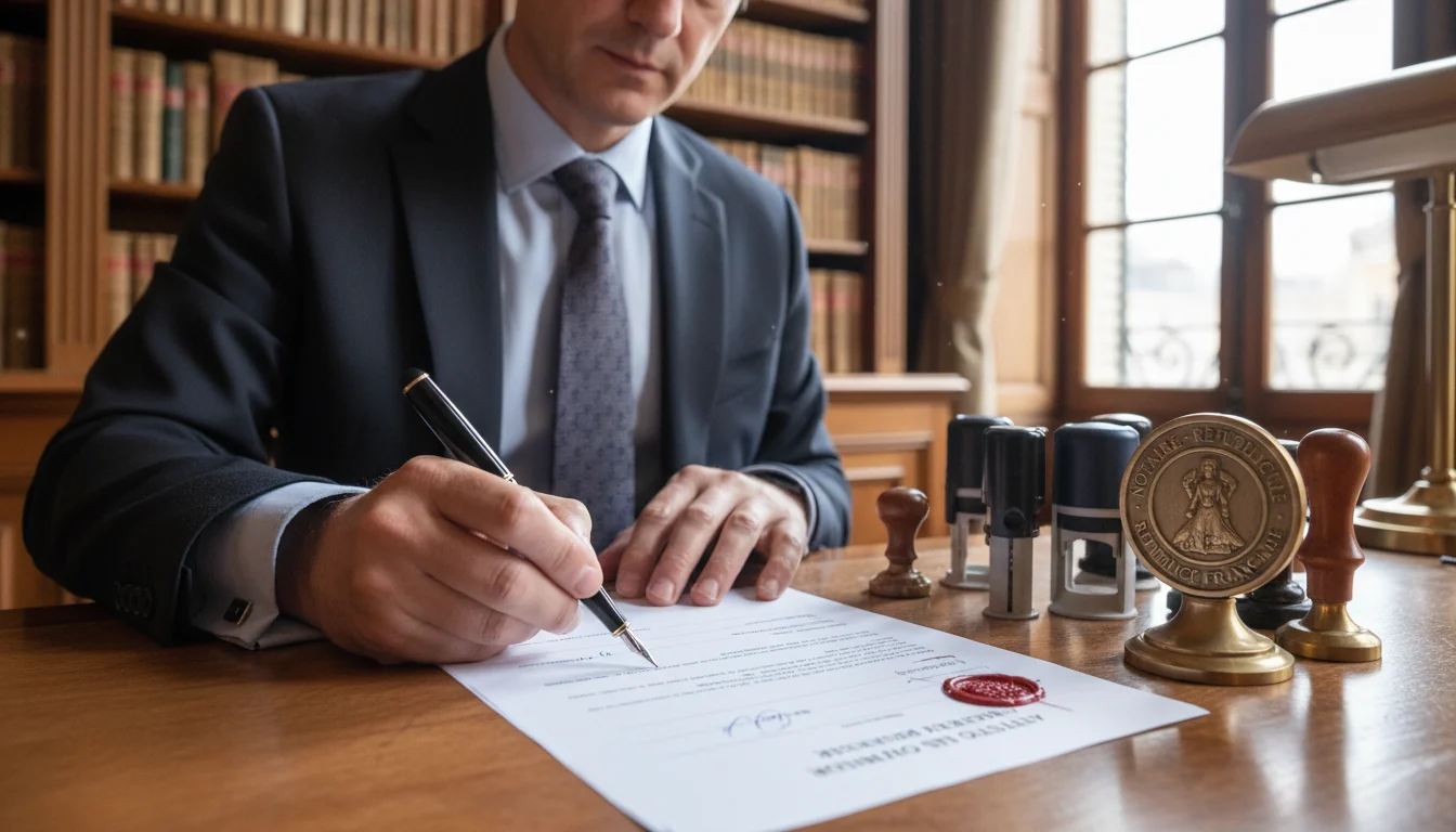 Signing sworn legal document in France