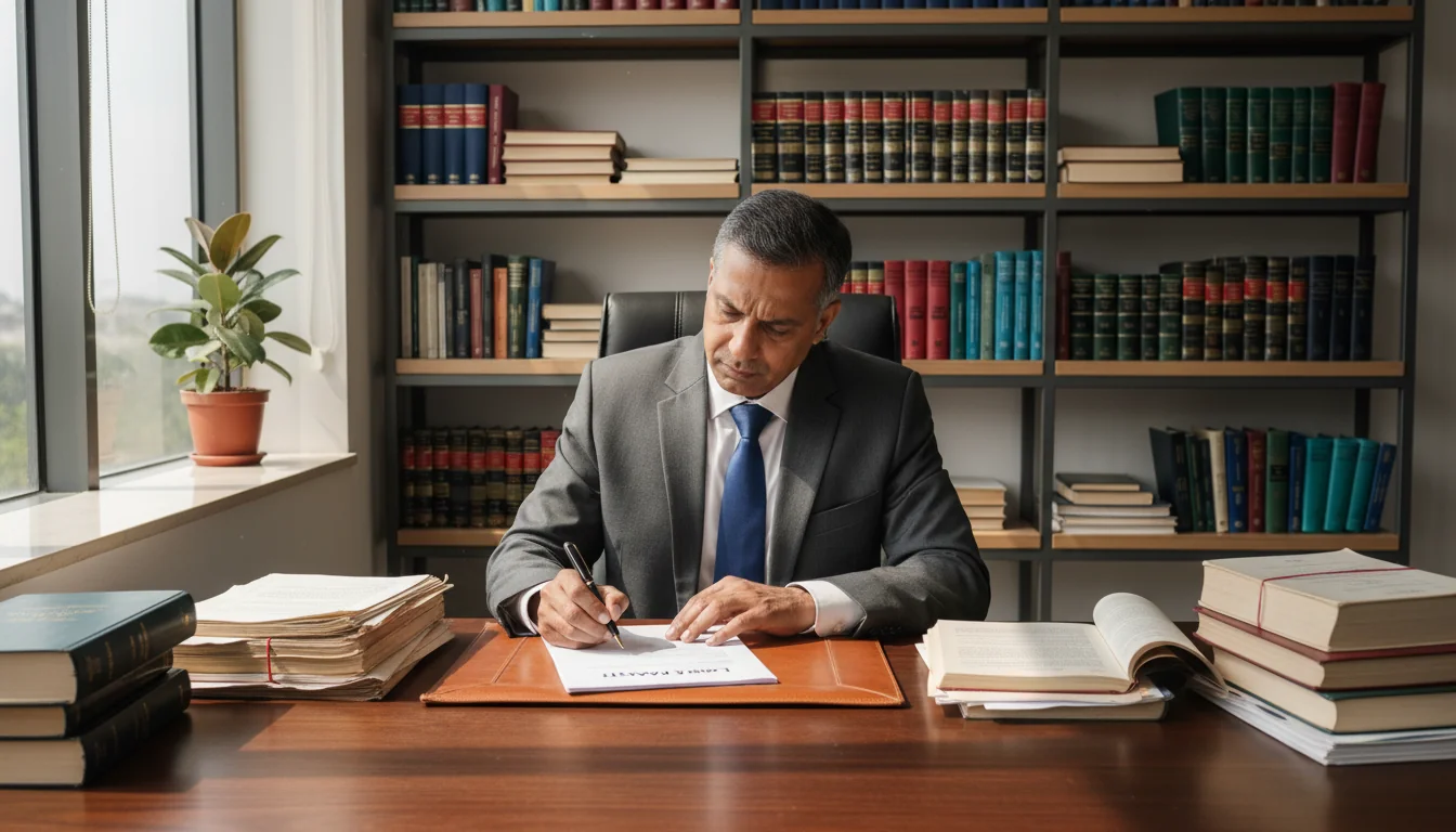 Indian lawyer drafting affidavit