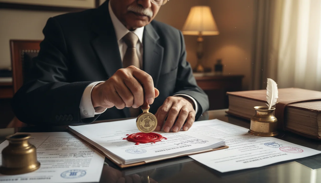 Notary sealing legal affidavit