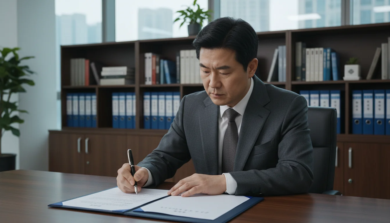 Signing legal document with pen