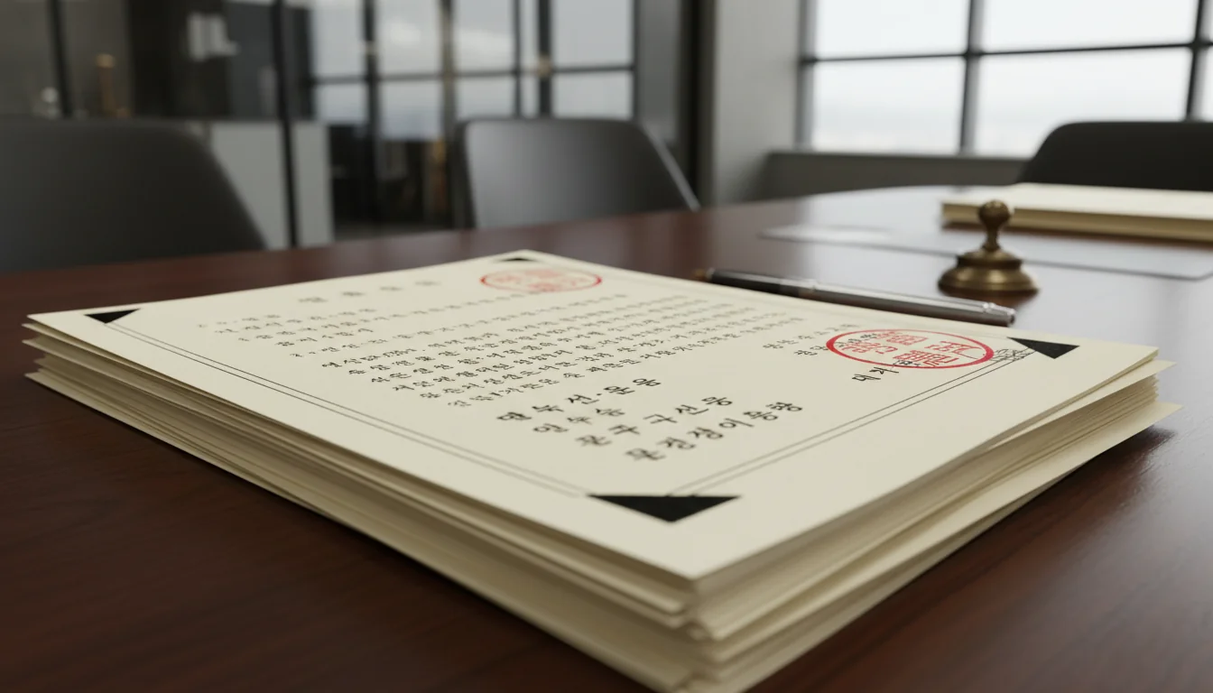 Stack of official Korean legal papers