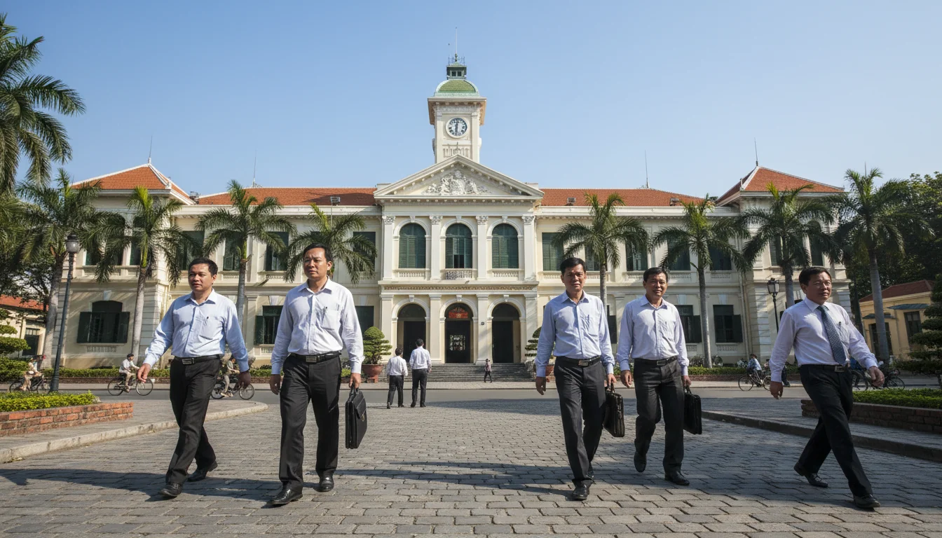 Vietnamese courthouse exterior scene