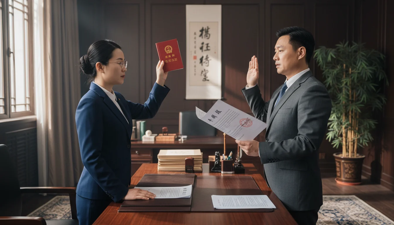 Chinese notary swearing oath
