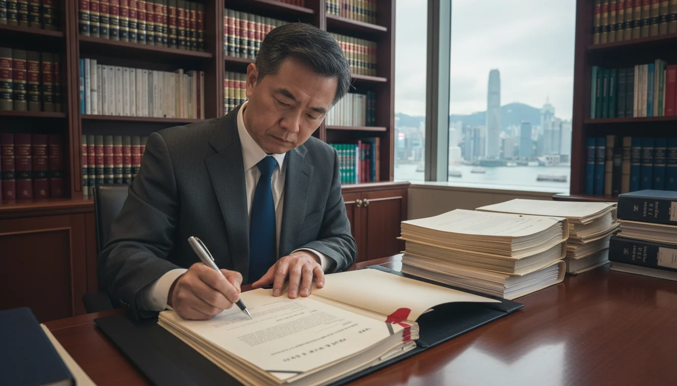 Adult signing legal document professionally