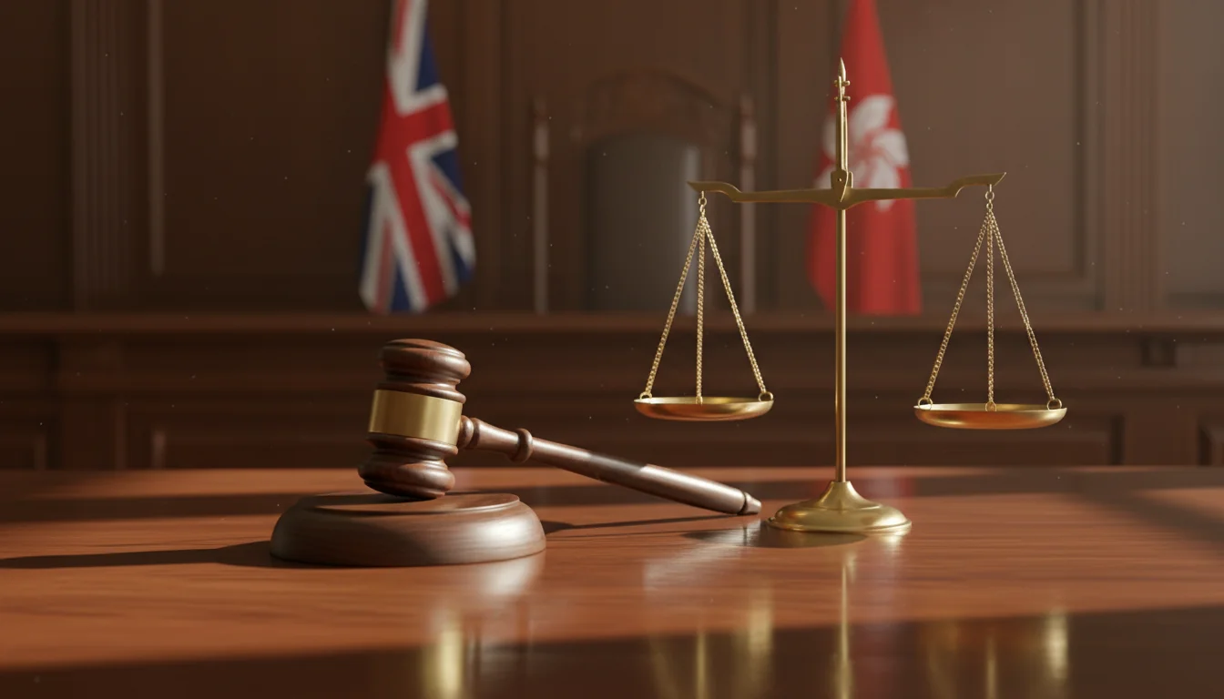 Gavel and scales in courtroom setting