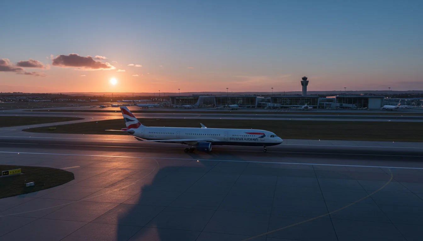 Airplane departing UK airport