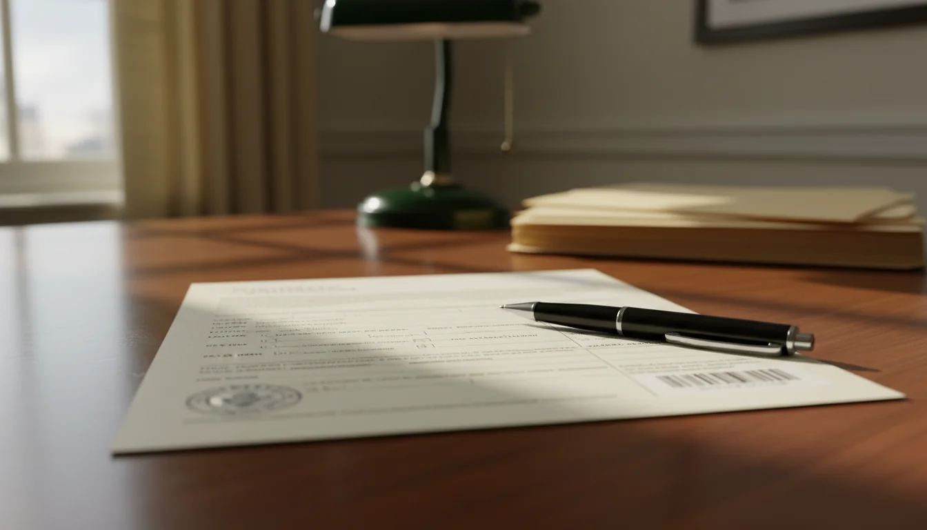 Passport application form close-up