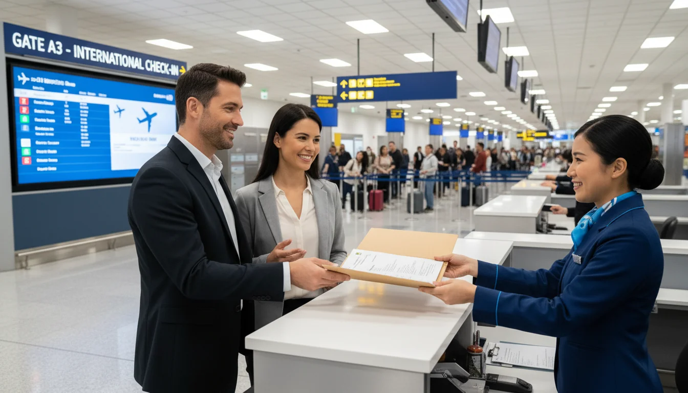 Parents handing over documents