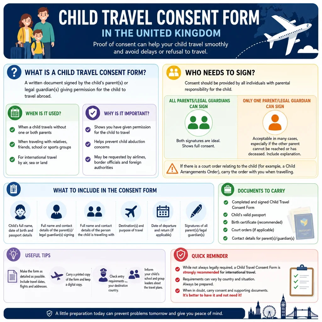 Child Travel Consent Form Information Checklist