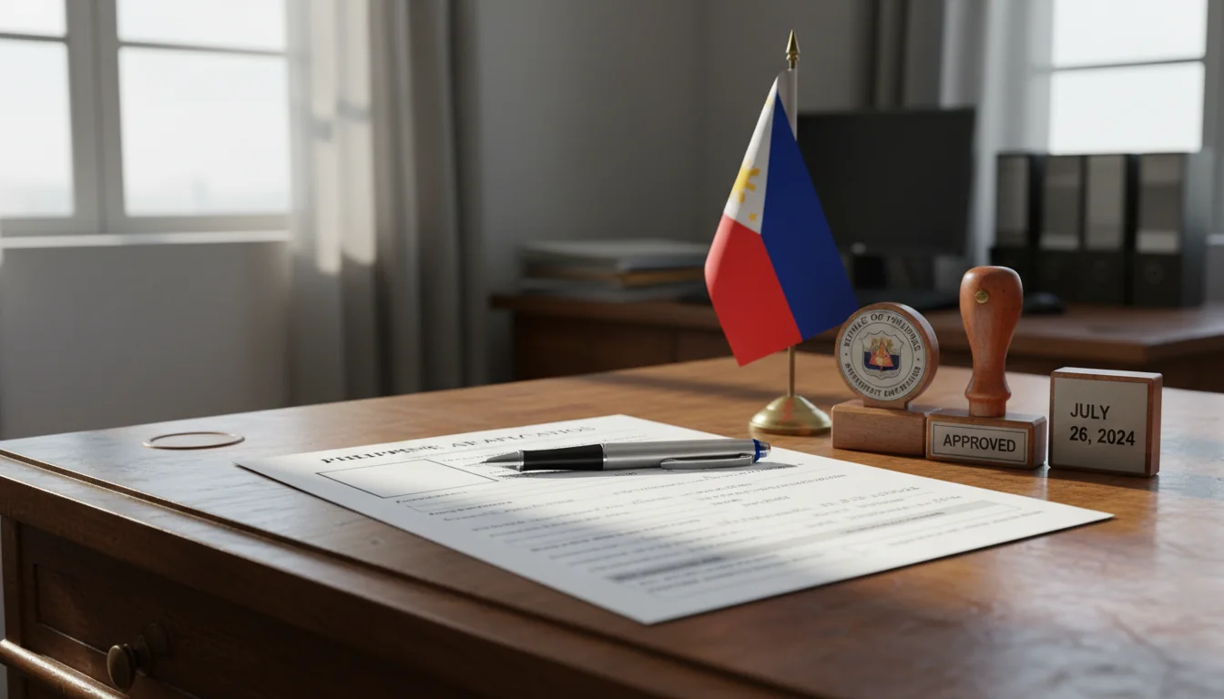 Passport application form on desk