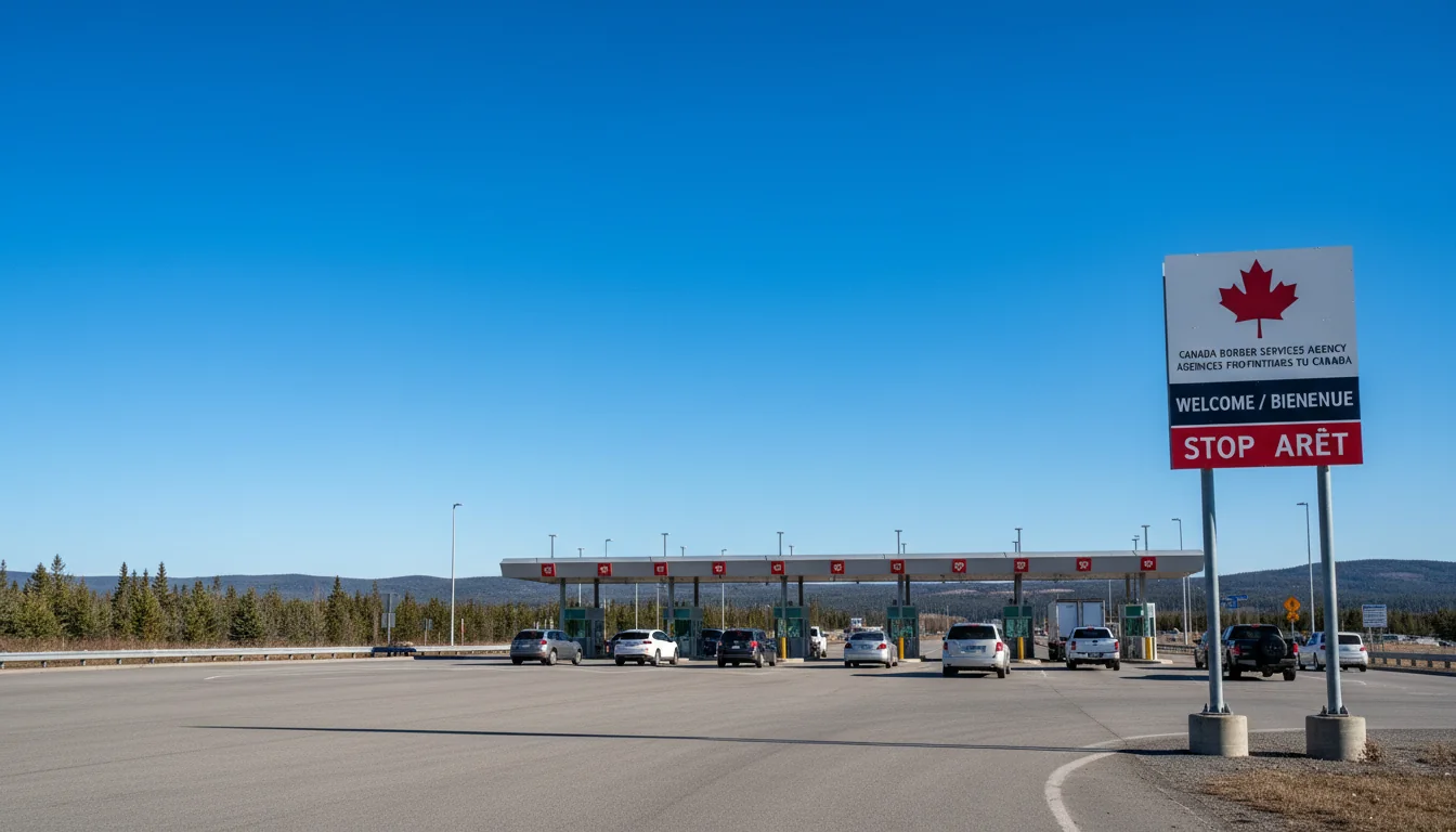 Canadian border crossing sign