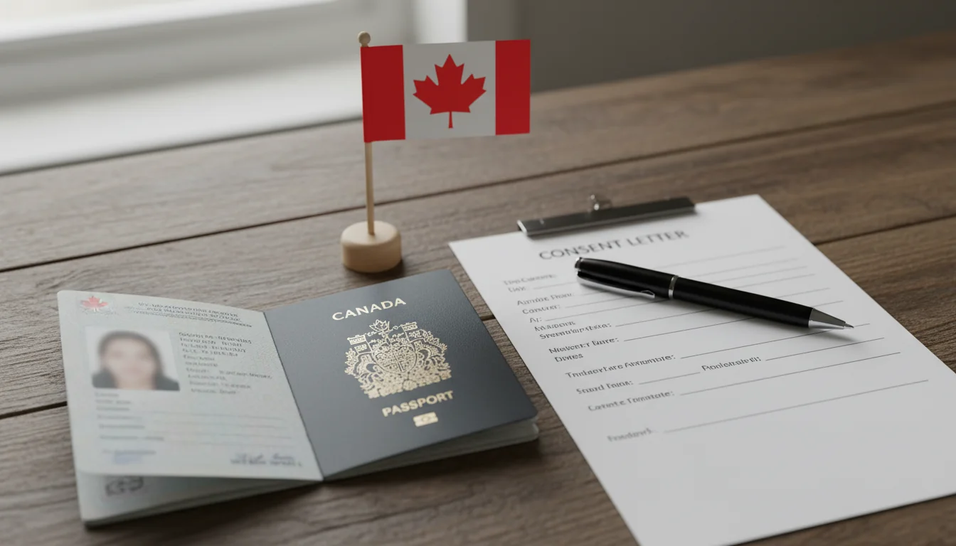 Canadian passport and consent form