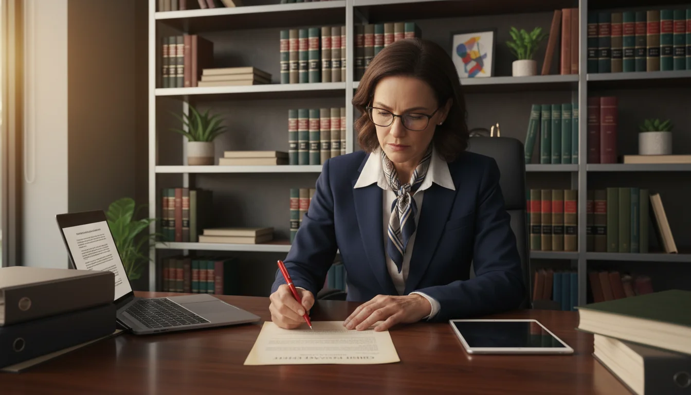 Attorney reviewing legal form