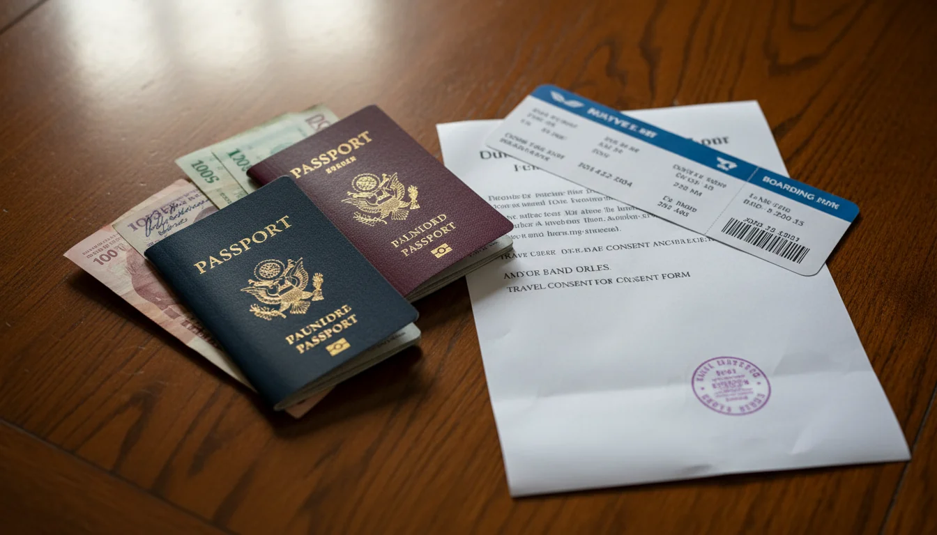 Family passport and travel papers