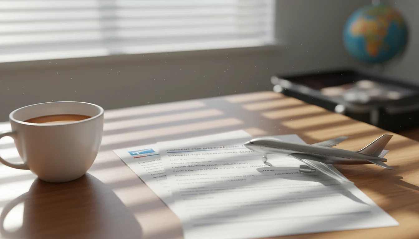 Airplane ticket with consent document