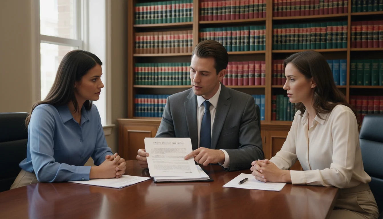 Family lawyer consulting clients