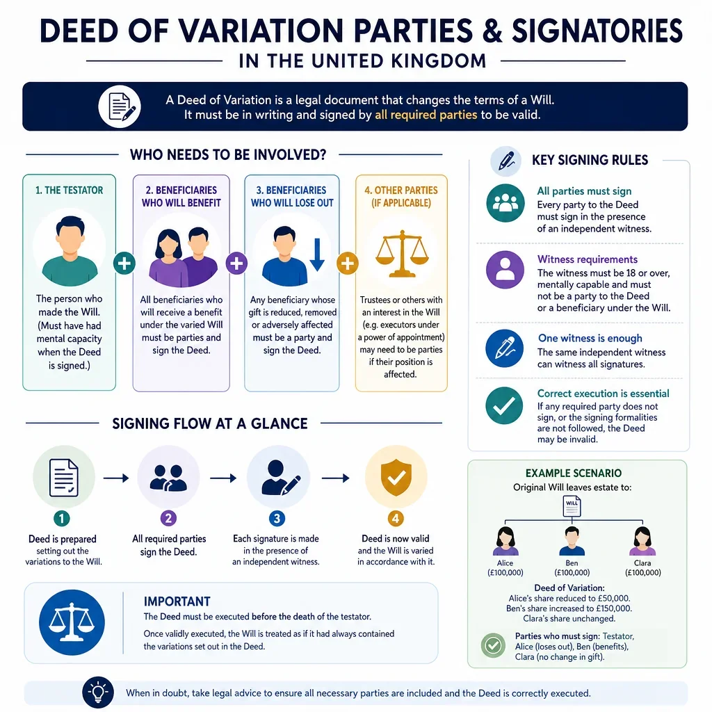 Deed of Variation Parties and Signatories