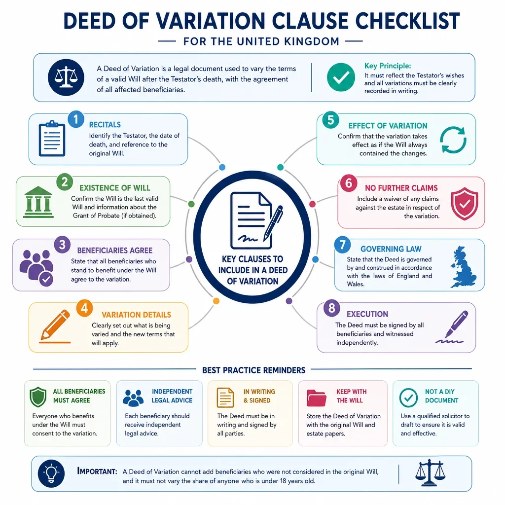Deed of Variation Clause Checklist