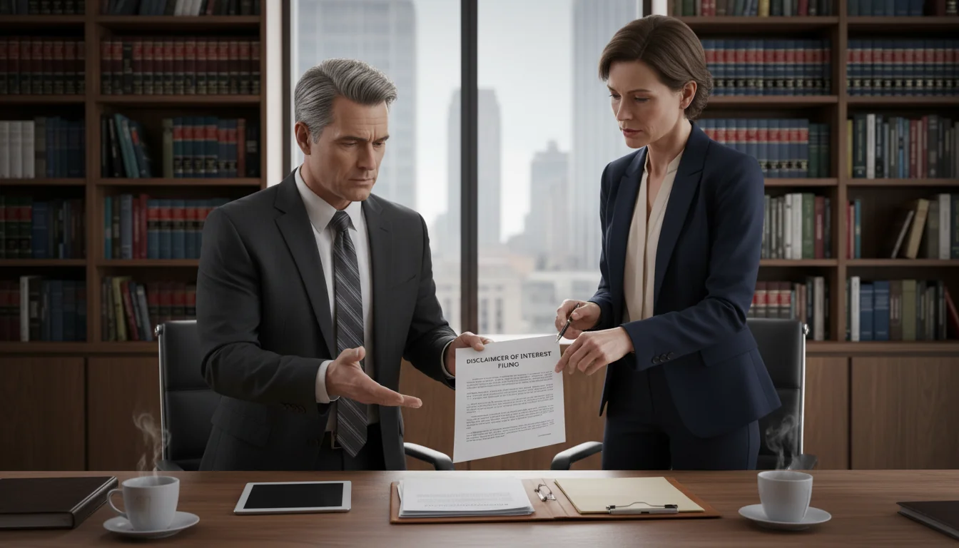 Adult consulting lawyer on disclaimer