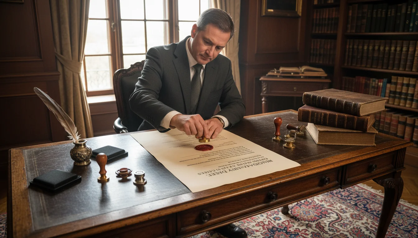 Notary sealing real estate donation deed