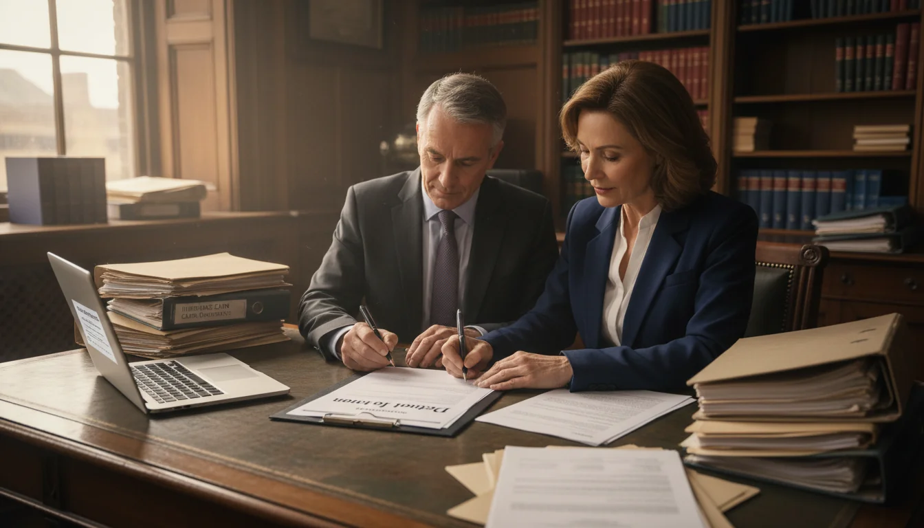 Legal document signing scene