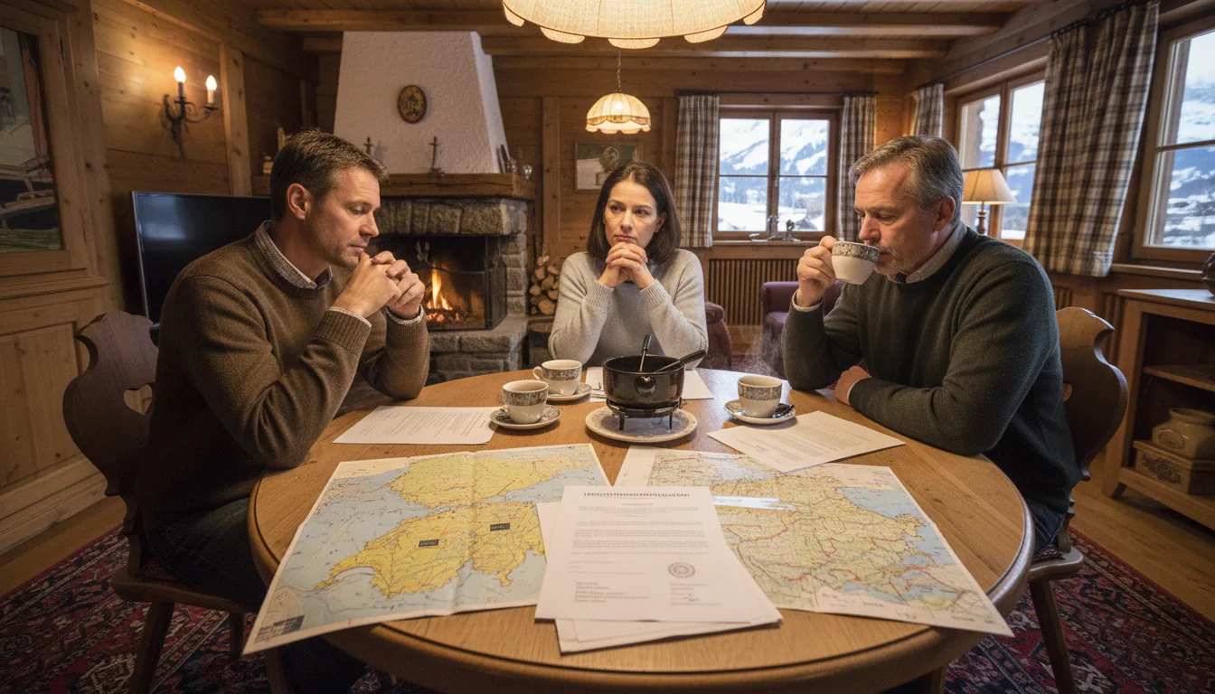 Swiss family adults discussing estate plan