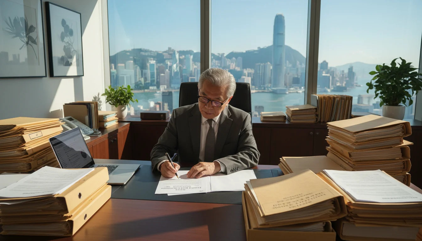Elderly man signing will document