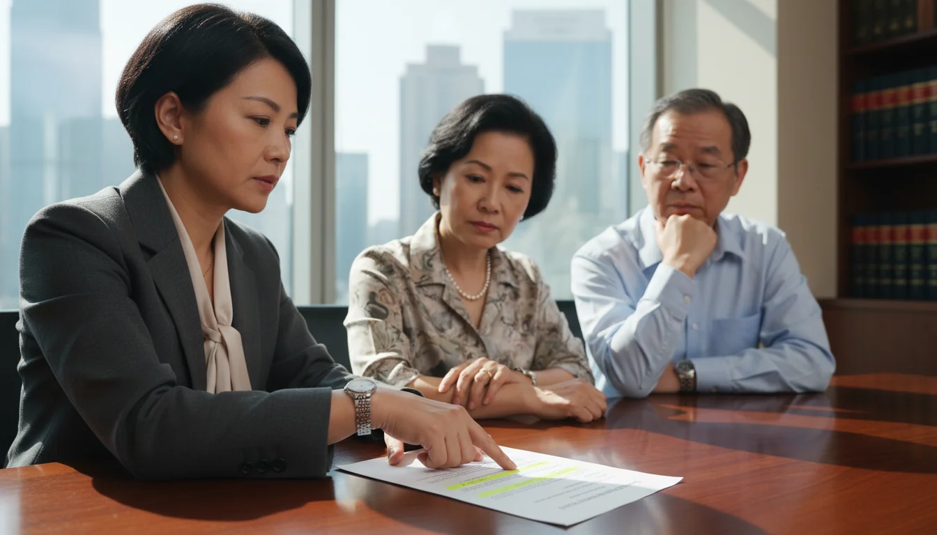 Legal professional explaining deed changes