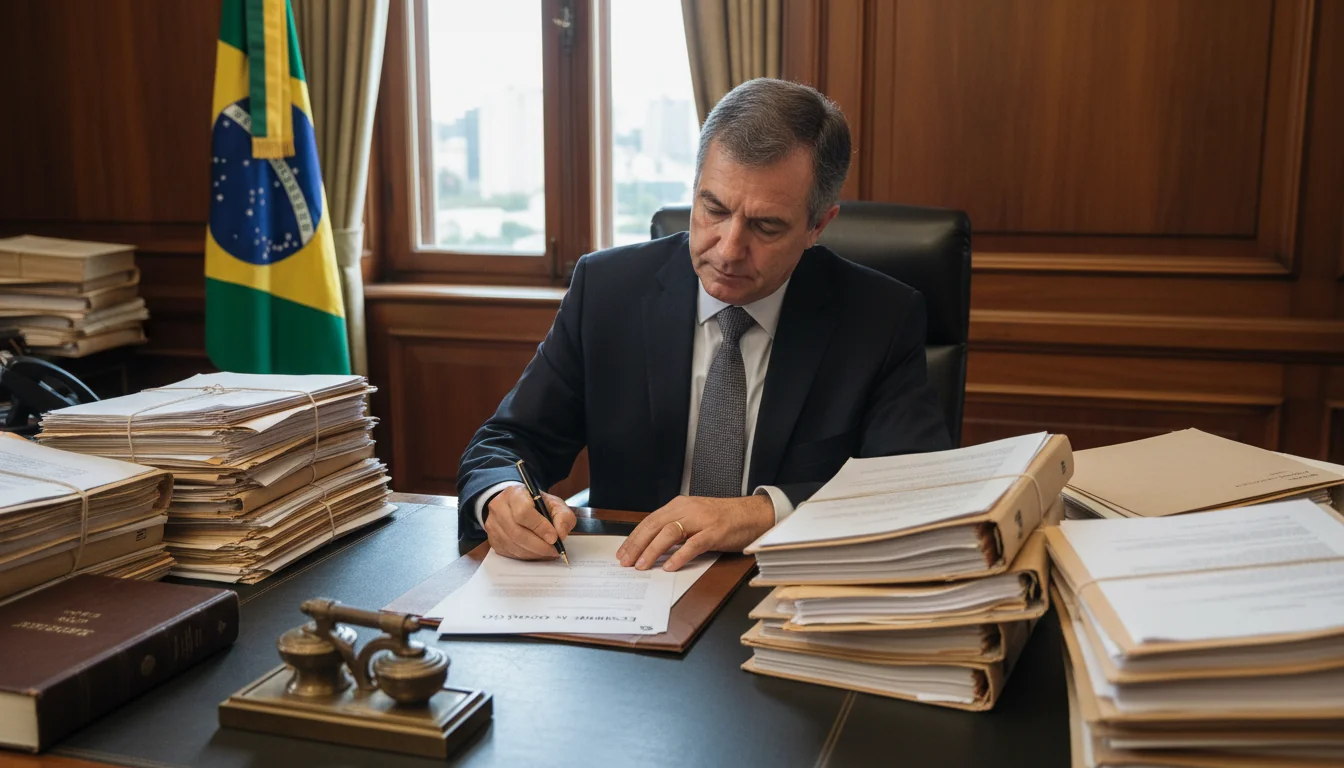 Adult signing donation deed in office