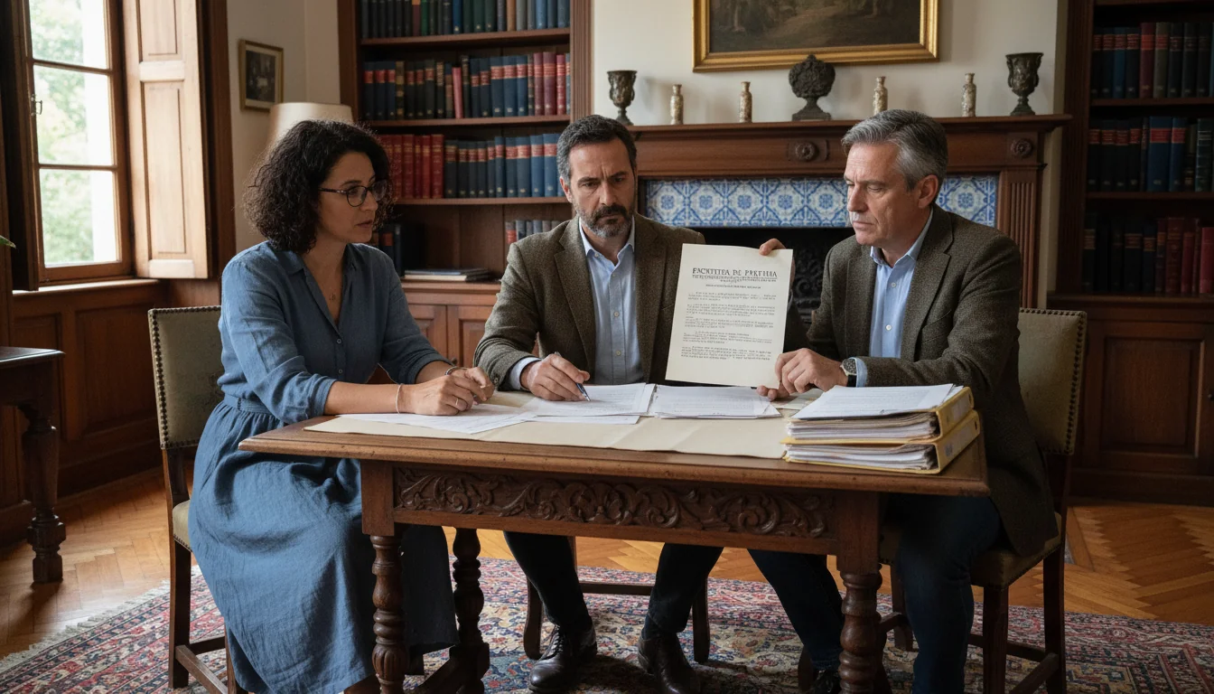 Family heirs discussing inheritance documents