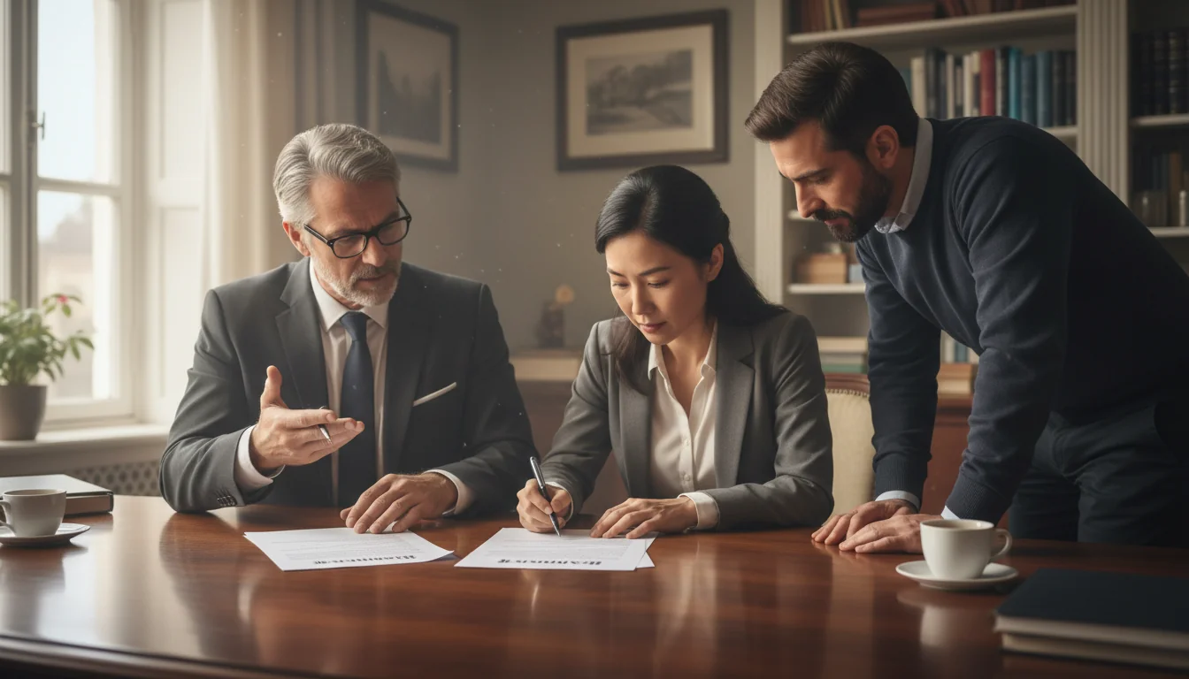 Family signing inheritance agreement