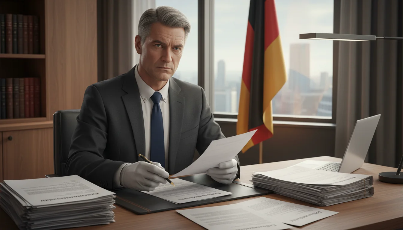 German lawyer reviewing inheritance contract