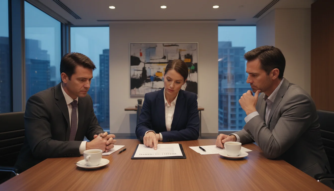 Family discussing deed of variation with lawyer