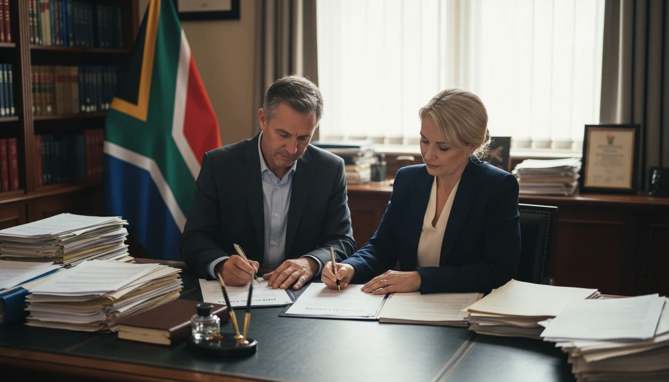 Legal documents signing scene