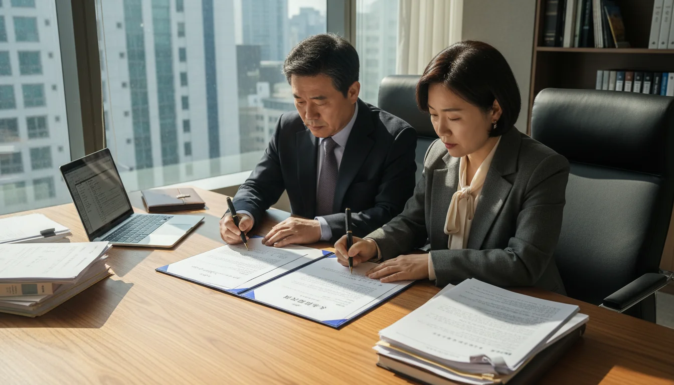 Family signing inheritance agreement