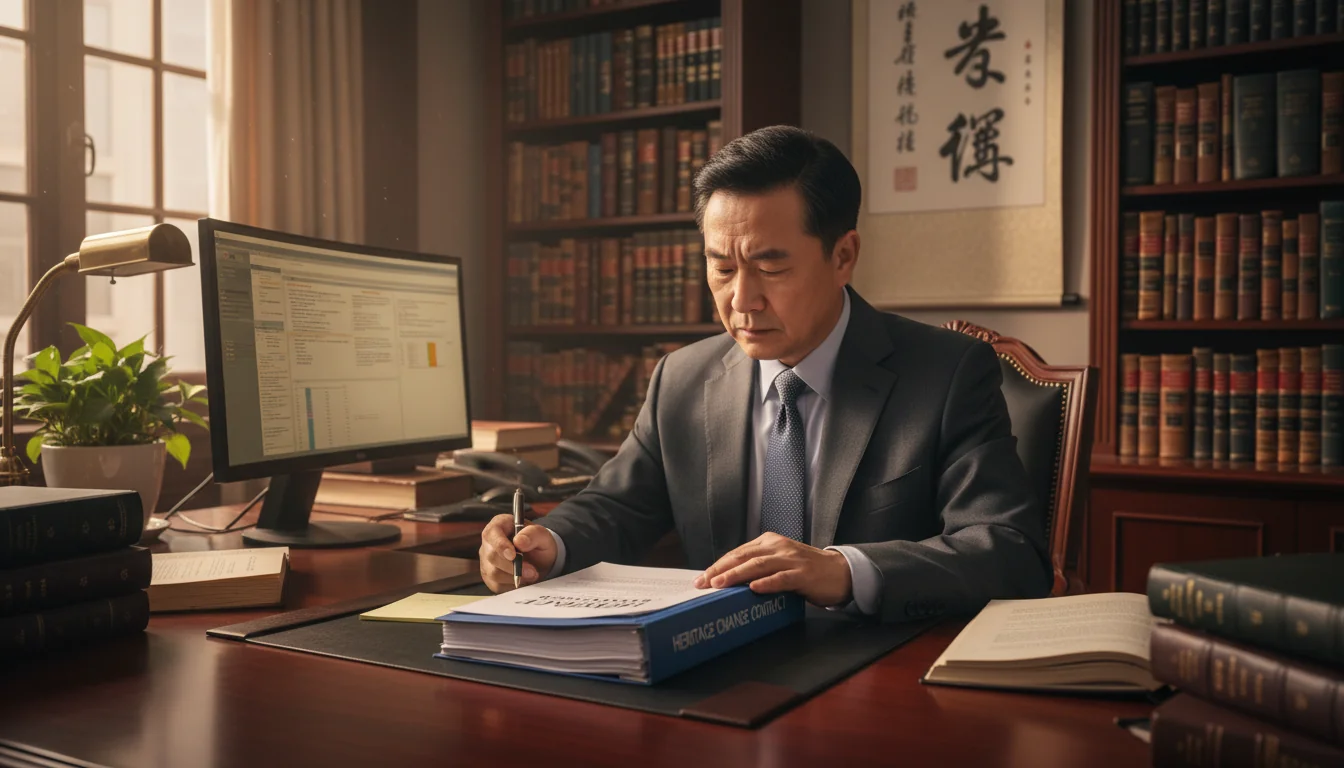 Lawyer reviewing inheritance contract