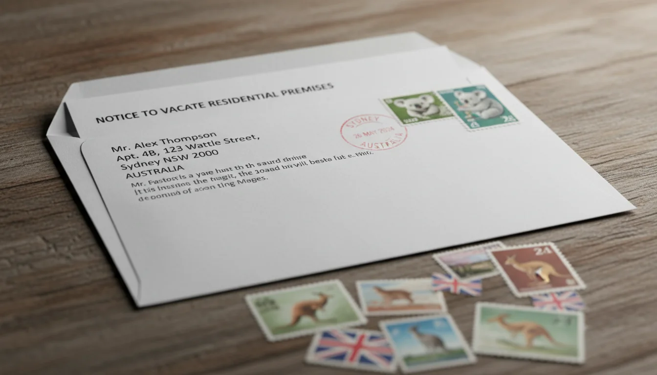 Envelope with Australian address stamped