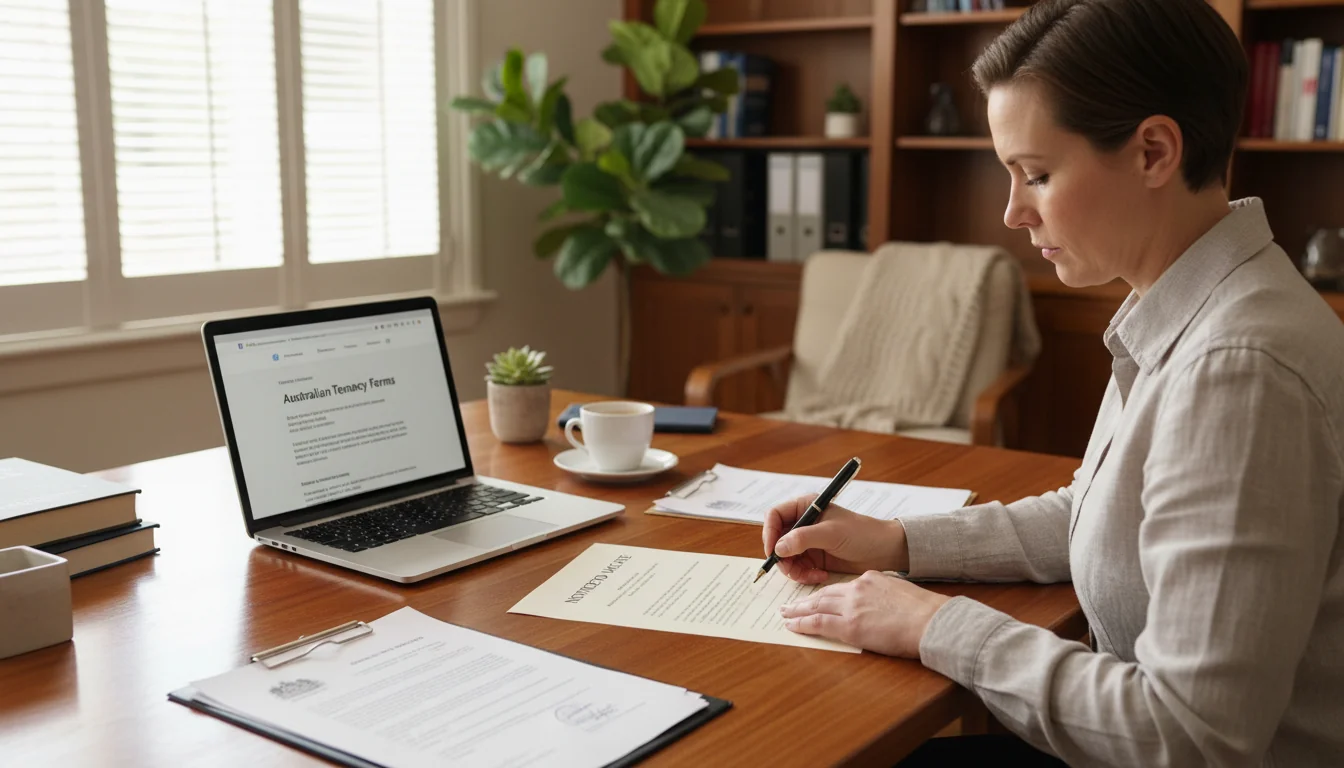 Person writing eviction letter at desk