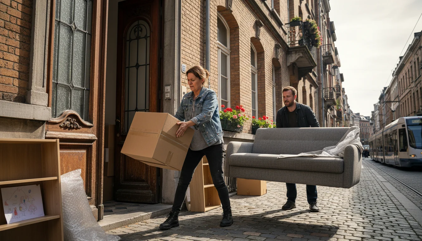 Evicted adult moving belongings