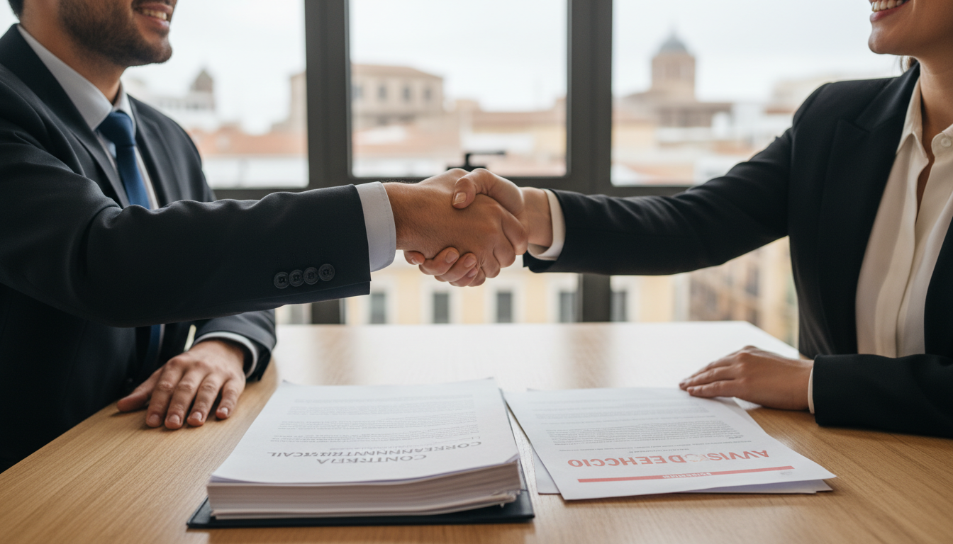 Signing commercial lease contract.