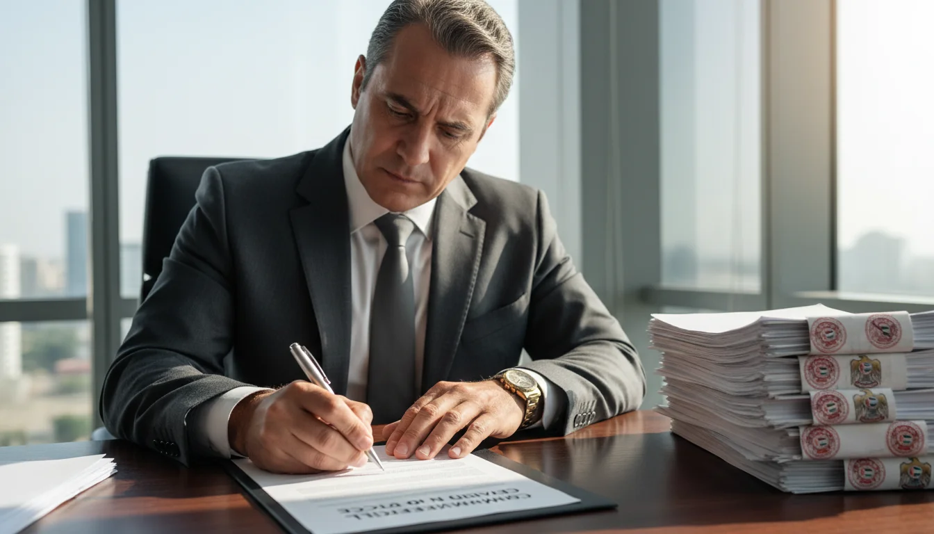 Businessman signing eviction notice