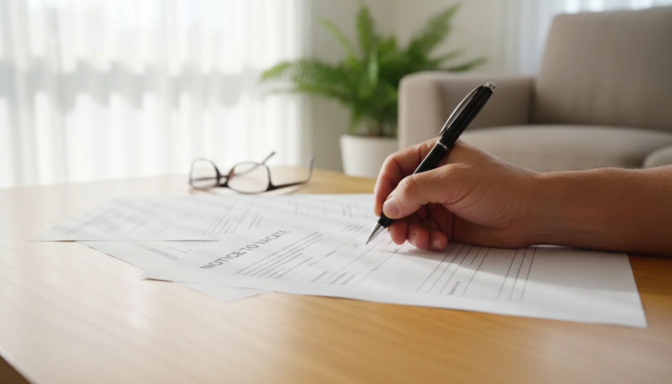 Signing tenancy termination agreement.