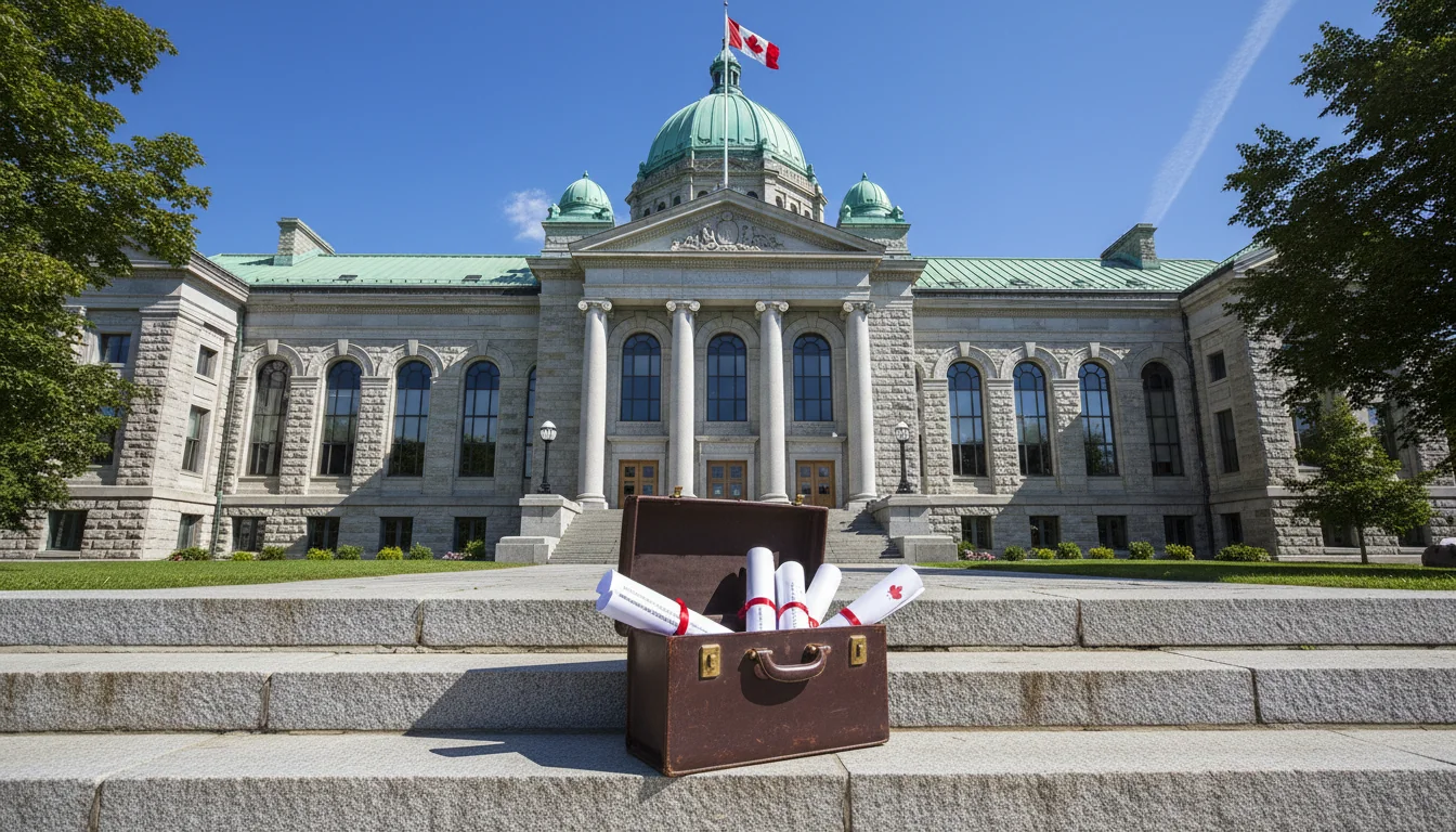 Canadian courthouse with commercial lease documents