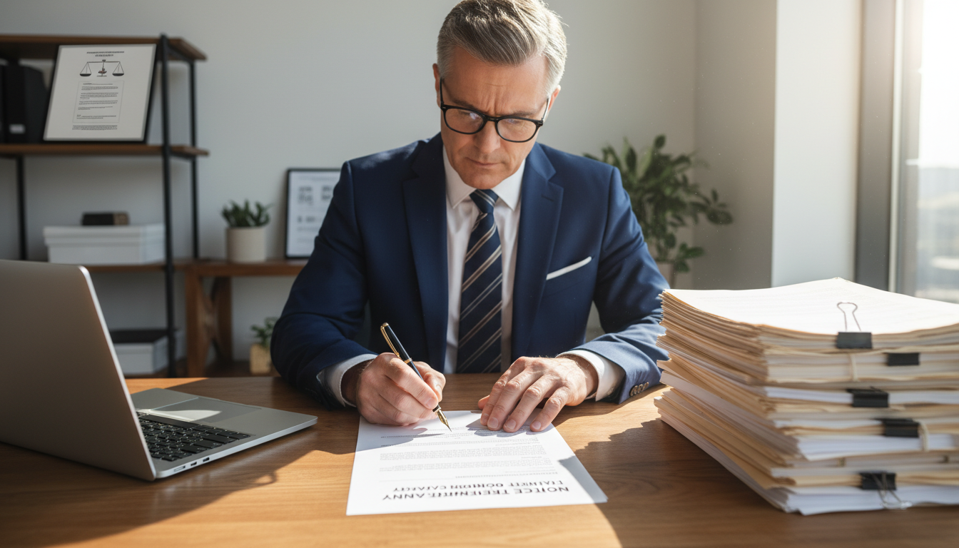 Professional signing tenancy termination notice