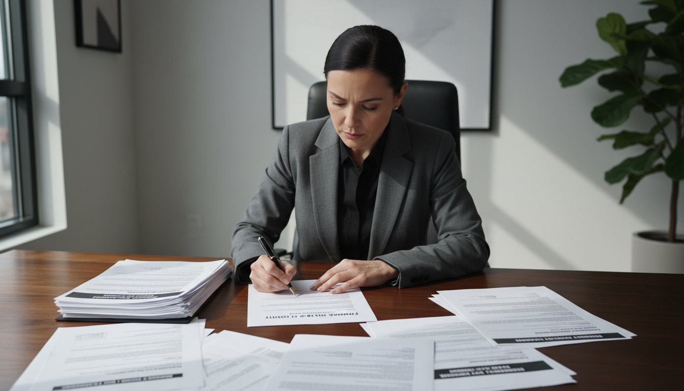 Legal document signing scene