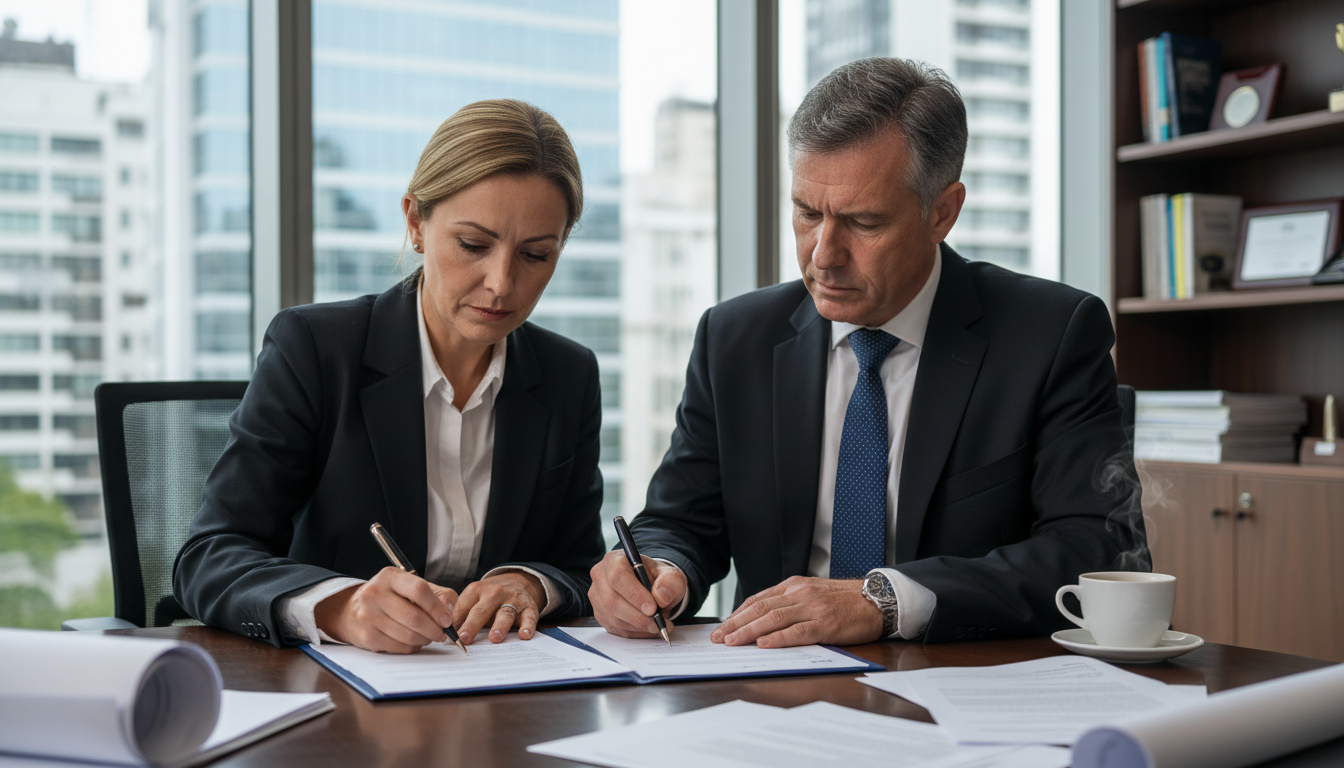 Business lease agreement signing