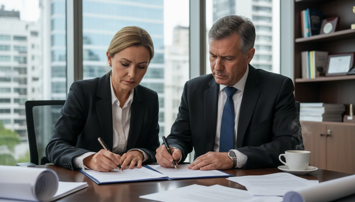 Business lease agreement signing